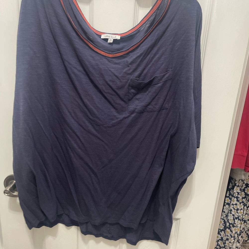 White Birch Boxy Blue shortSleeve Blouse - Picture 3 of 11